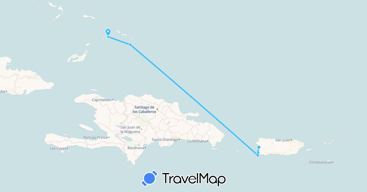 TravelMap itinerary: boat in Puerto Rico, Turks and Caicos Islands (North America)